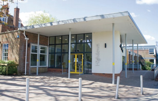 The front of Highdown School Reception area. 